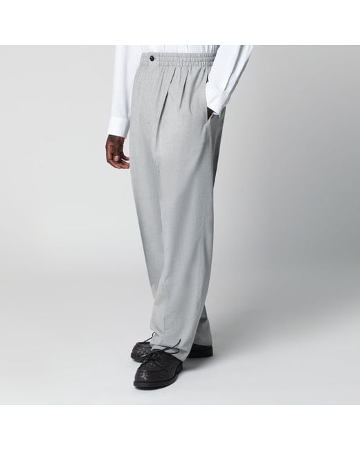 Bottega Veneta Gray Light Mélange Wool Trousers for men