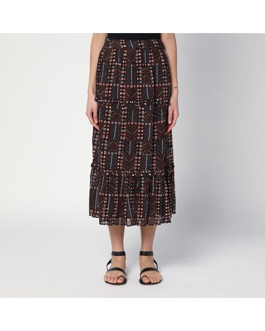 Gonna diya in voile di cotone con stampa di Isabel Marant in Black