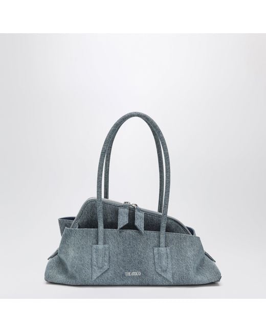 The Attico Blue La Passeggiata Small Washed Denim Top Handle Bag