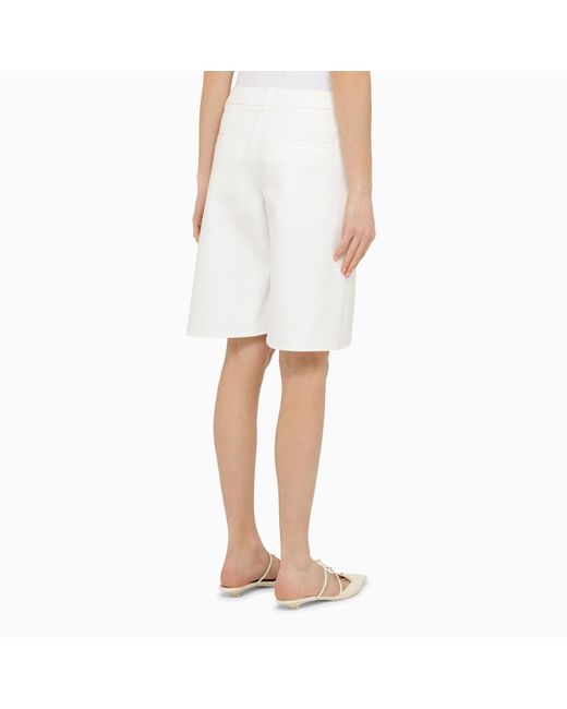 Valentino White Cotton Bermuda Shorts