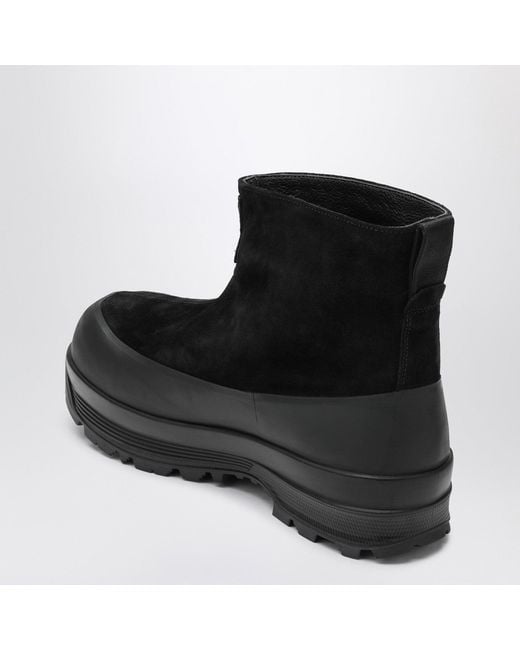 Stone Island Black Suede Ankle Boot With Logo for men