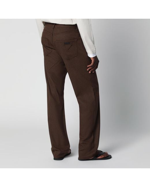Prada Brown Ebony-Colored Wool Trousers for men