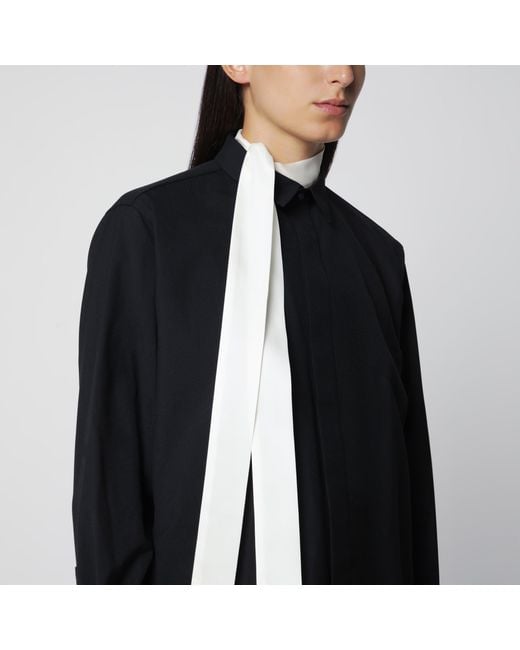 Sacai Black Wool-Blend Mini Shirt Dress