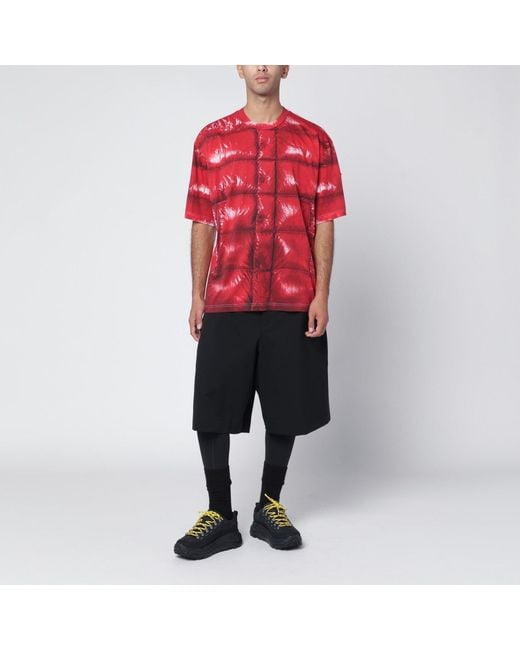 Moncler x A$AP ROCKY Red Cotton T-Shirt With Digital Print for men