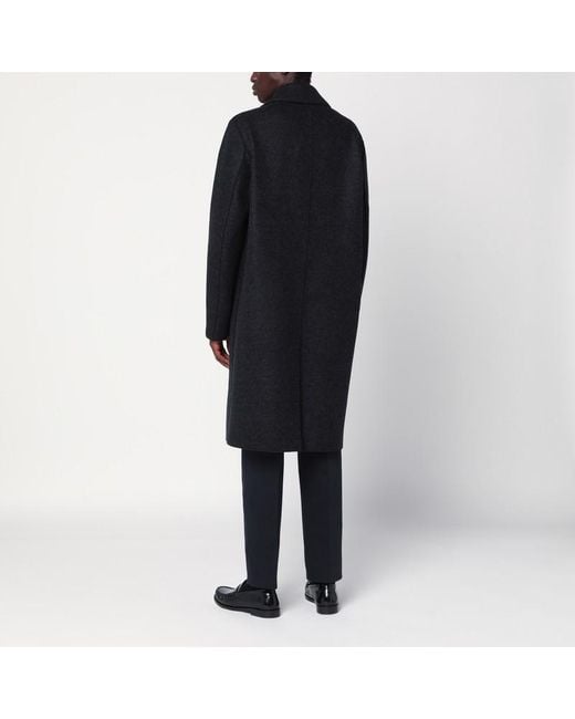 Cappotto doppiopetto antracite in lana di Harris Wharf London in Black da Uomo