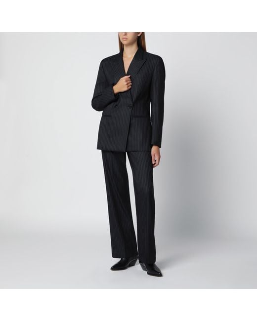 Isabel Marant Black Double-Breasted Pinstripe Jacket