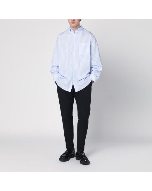 Prada White Button-down Striped Shirt In Cotton for men