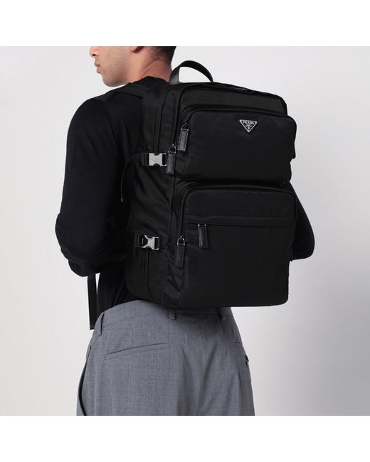 Zaino in re-nylon e saffiano di Prada in Black da Uomo