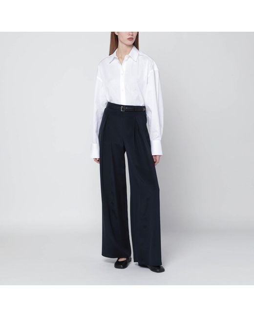 Max Mara Blue Silk-Blend Trousers