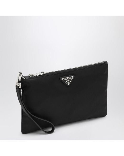 Pouch nera in re-nylon e saffiano di Prada in Black da Uomo