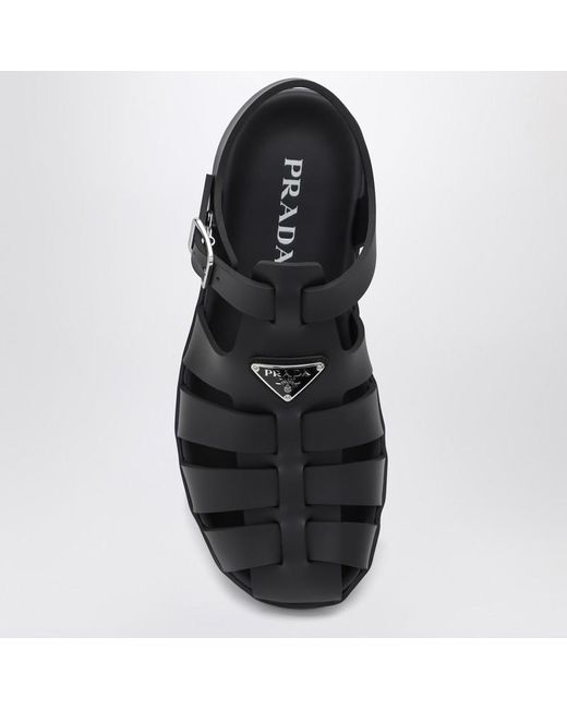 Prada Black Rubber Cage Sandal for men