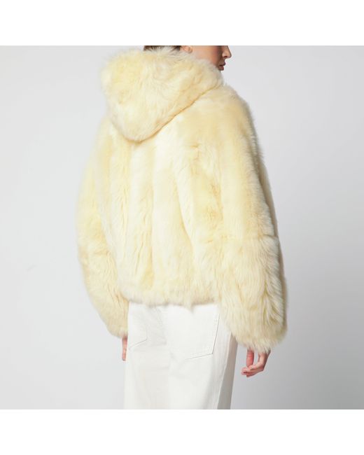Blancha Yellow Lemon Hooded Fur Jacket