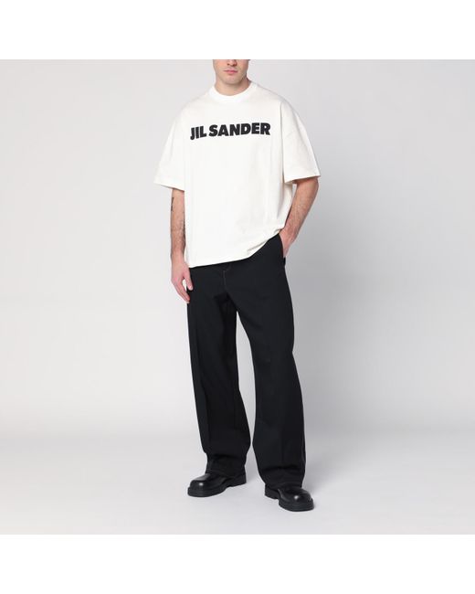 Jil Sander White Wide T-Shirt With Logo for men