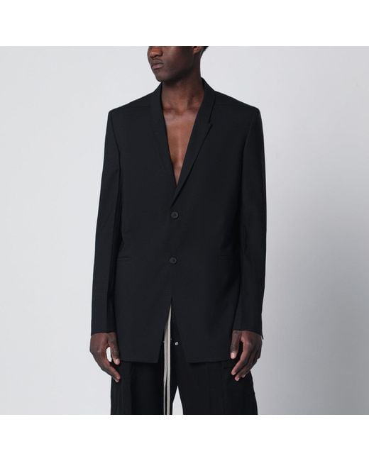 Rick Owens Black Single-Breasted Wool Jacket for men