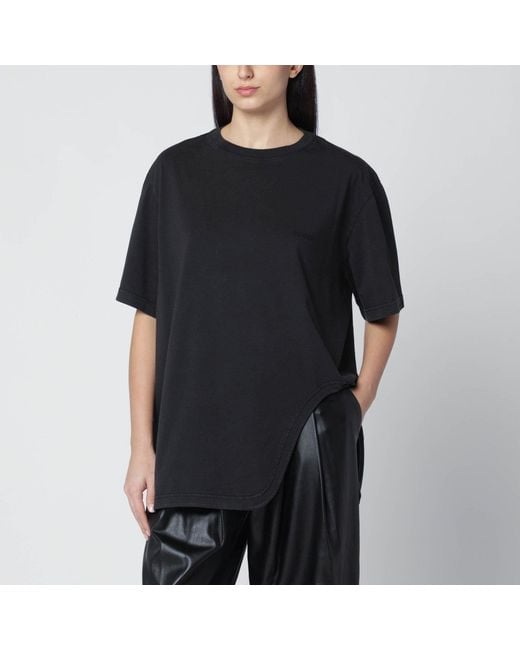 The Attico Black Washed T-Shirt With Shaped Hem