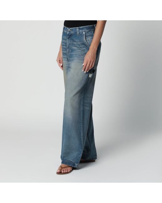 Haikure Blue Wide-Leg Washed-Effect Jeans
