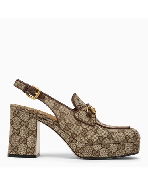 Gucci Brown gg Fabric Sabot With Horsebit