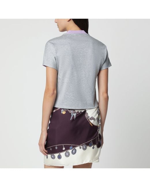 Versace Gray Reversible/Lilac Cotton Jersey T-Shirt