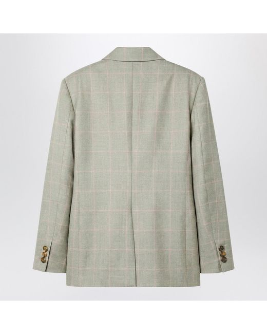 Blazé Milano Gray Double-Breasted Blazer With Check Pattern