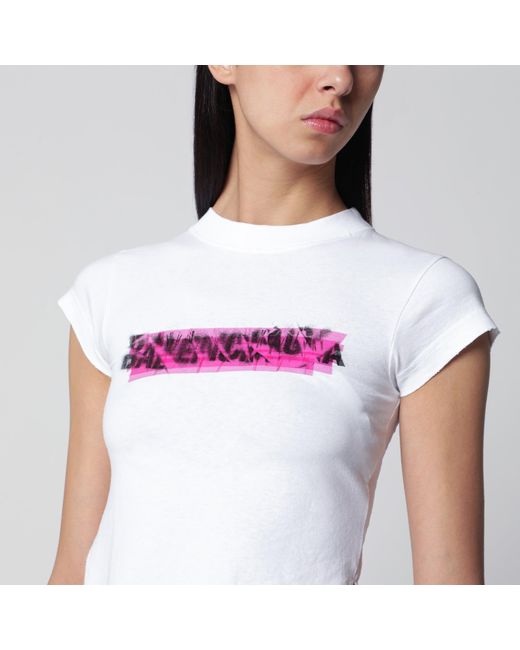 Balenciaga White Messy Spray T-Shirt With Cut-Out Back