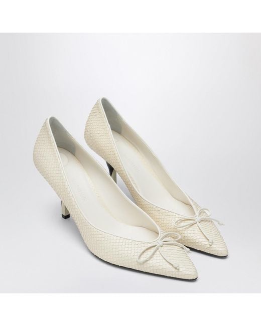 Jacquemus White Ivory Python-Effect Embossed Leather Tourni Décolleté