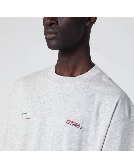 Represent White Cream Marl Tshirt With Logo for men