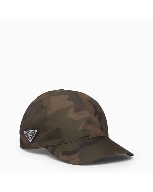 Prada Brown Re-nylon Military Visor Cap With Logo for men