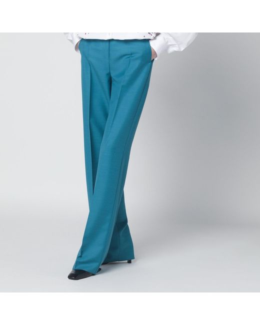 Max Mara Blue Wool And Silk-Blend Trousers