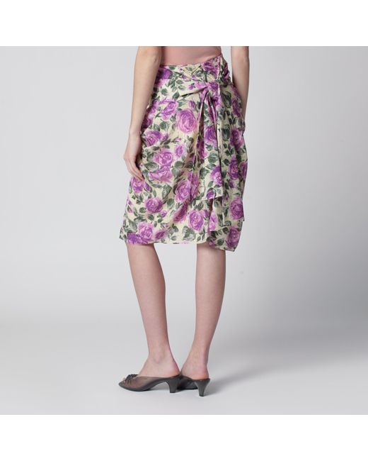 Chloé Multicolor Midi Silk Skirt With Multicolour Floral Print