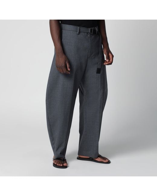 Sacai Black Wool Trousers With Belt for men