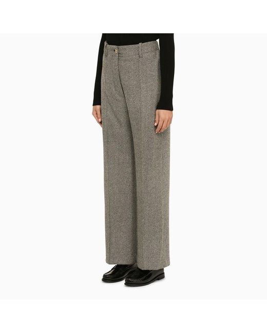 Patou Gray Herringbone Regular Trousers