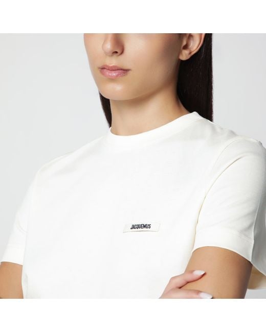 Jacquemus White Light Fitted T-Shirt With Grosgrain Logo