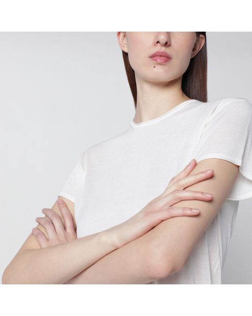 Totême White Ecru Silk Crêpe T-Shirt