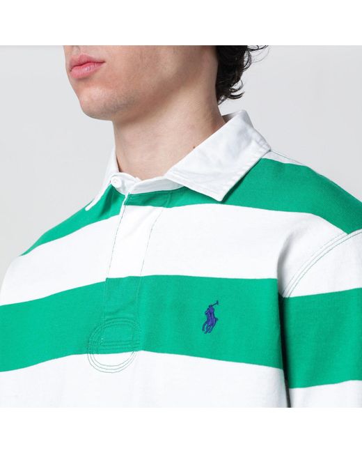 Polo Ralph Lauren Green Striped Classic Fit Polo Shirt for men