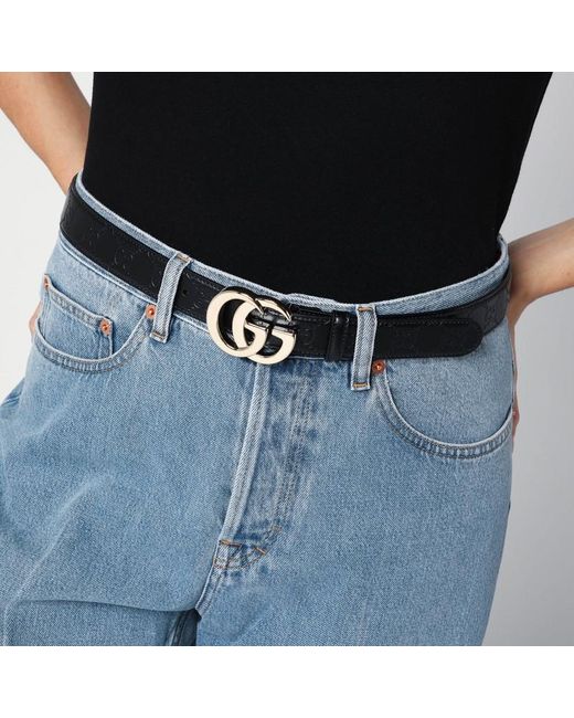 Gucci Brown Slim Gg Milano Leather Belt