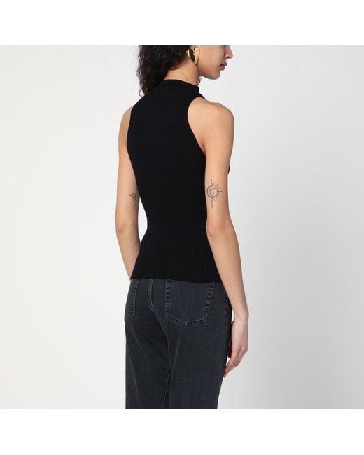 Roberto Collina Black Ribbed Tank Top