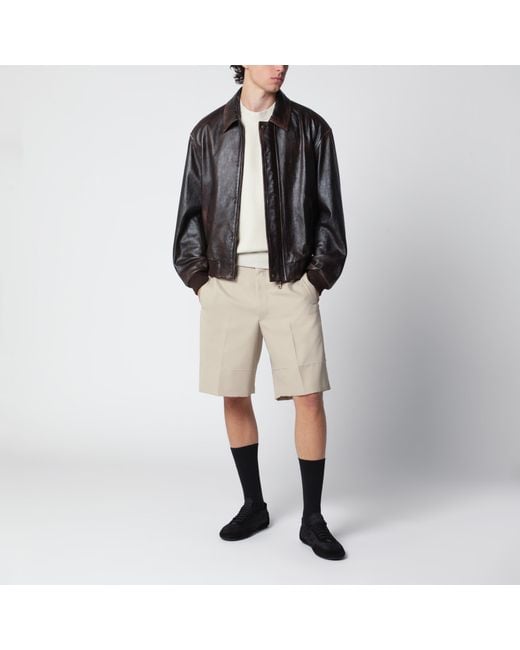 Prada Black Vintage Nappa Leather Bomber Jacket for men
