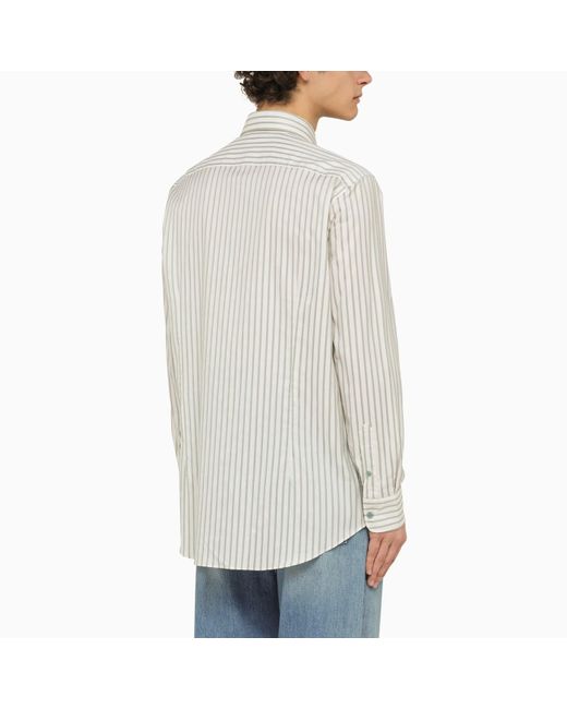 Etro Gray White/green Striped Long Sleeved Shirt for men