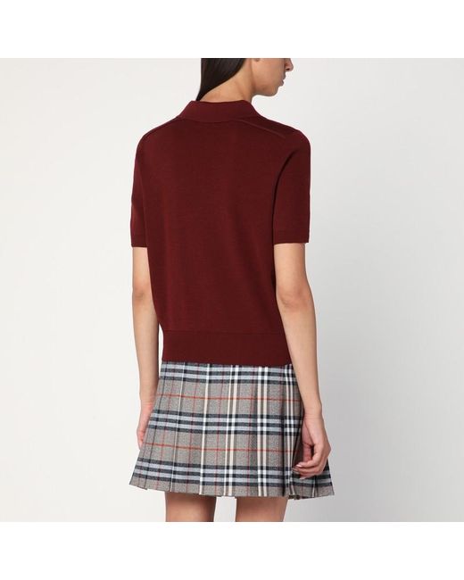 Burberry Red Bordeaux Wool Polo Shirt