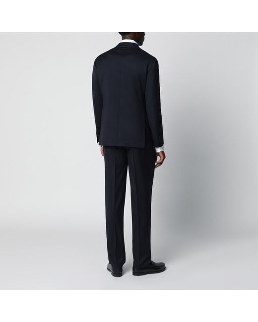 Luigi Bianchi Black Double-Breasted Wool Suit for men