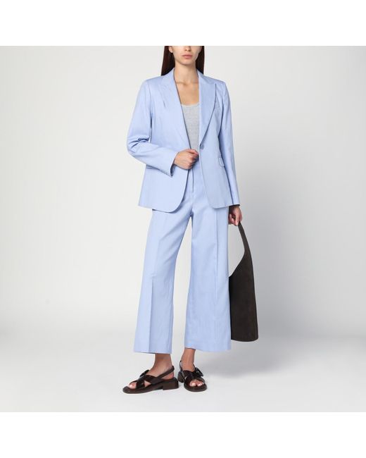 Weekend by Maxmara Blue Cotton And Linen Pants