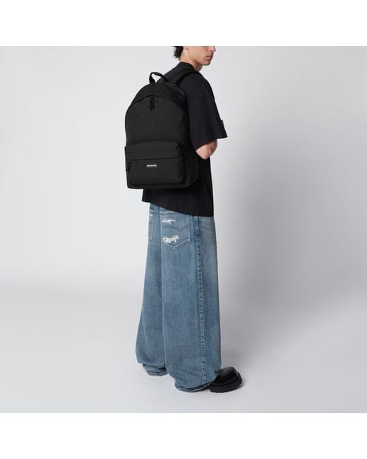 Balenciaga Black Explorer Backpack With Logo Patch for men