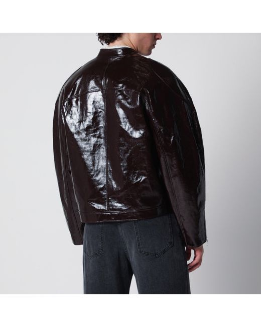Séfr Black Ristretto Racer Coated Linen Jacket for men
