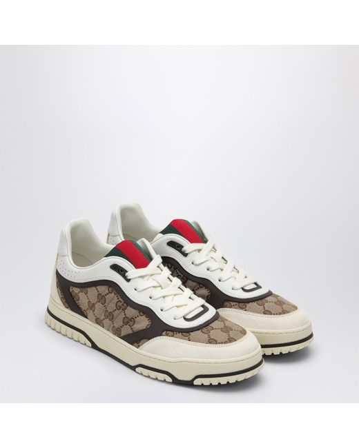 Gucci Brown GG Fabric Lace-Up Sneakers for men