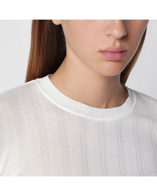 The Row White Dantea Long-Sleeve Cotton T-Shirt
