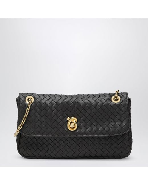 Bottega Veneta Black Madison Intrecciato Lambskin Shoulder Bag