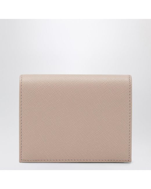 Prada Brown Small Powderpink Saffiano Wallet