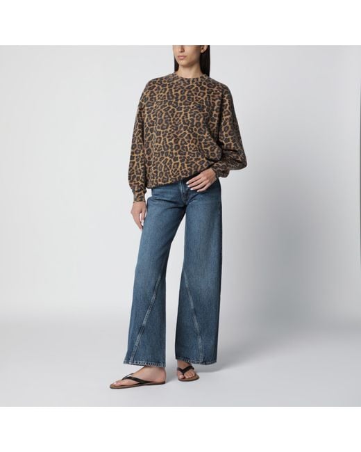 Anine Bing Black Miles Hoodie With Leopard Print