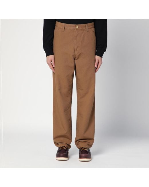 Carhartt Brown Single Knee Pant Hamilton In Organic Cotton for men