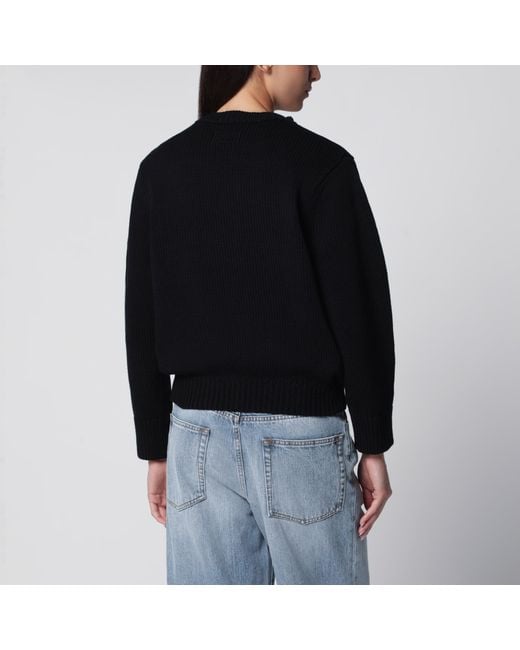 Totême Black Oversized Crewneck Sweater